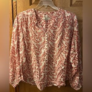 Loft - XL - beautiful coral and white blouse.